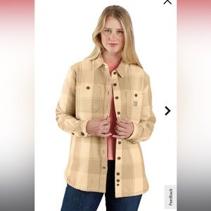 NWT Carhartt Beige Plaid Shirt Jacket
